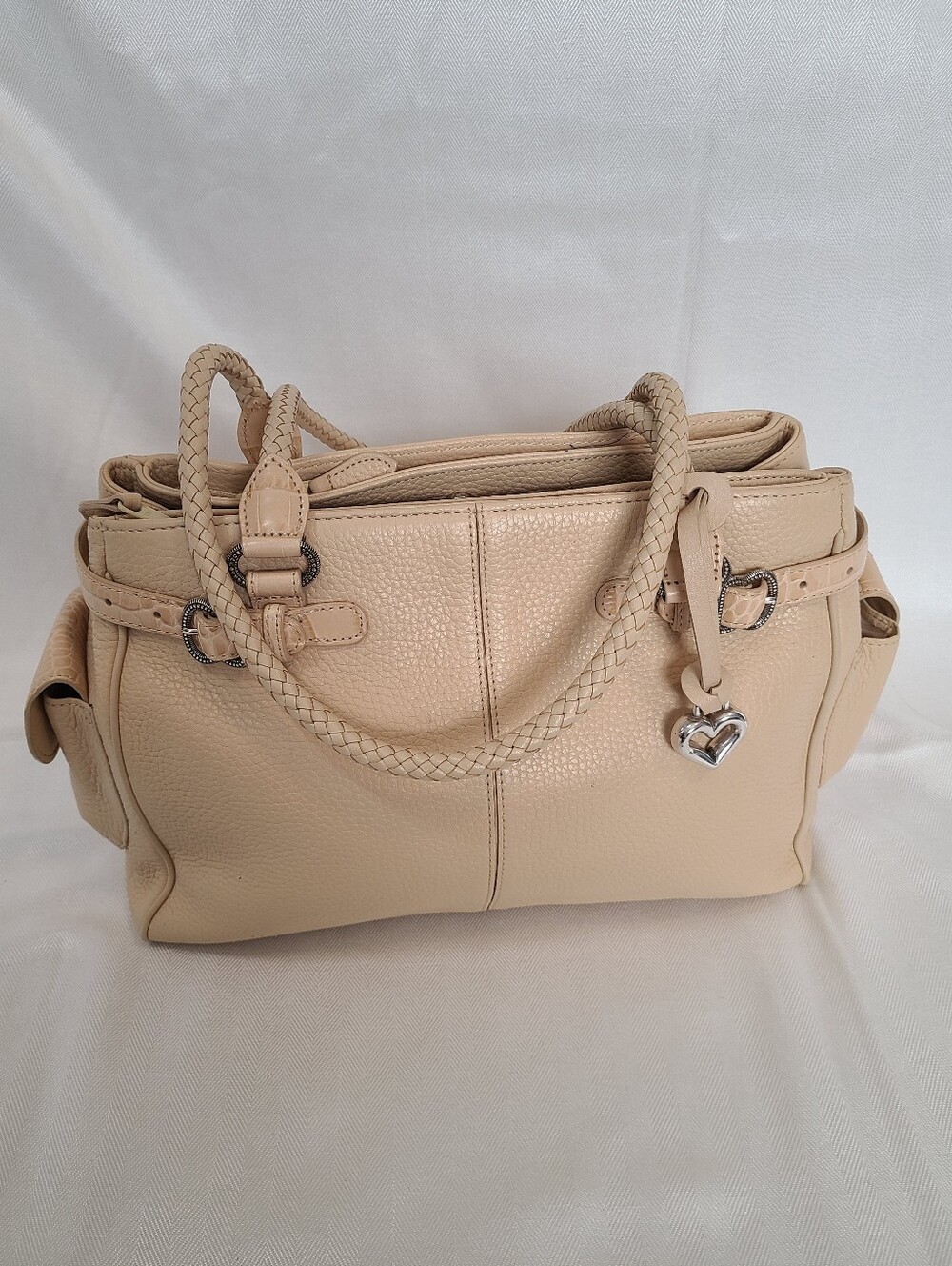 Brighton Lorna Satchel in cream/beige pebbled leather